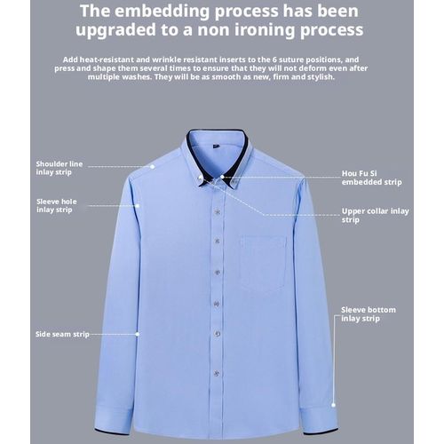 product_image_name-Berrykey-Chemise à manches longues unie de qualité professionnelle pour hommes - Bleu-4