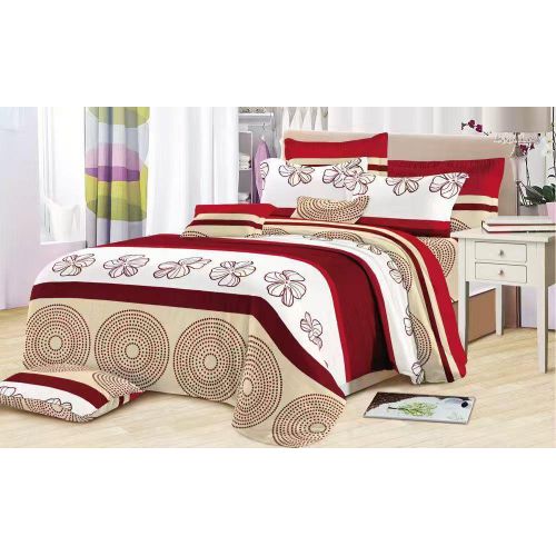 product_image_name-Generic-Drap double lit + 2 oreillers - 100% coton -couleur beige rouge-1