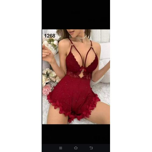 product_image_name-Generic-Nuisette combinaison decolletée - Rouge-1