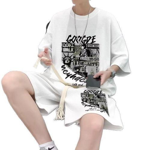 product_image_name-Fashion-Vêtements de sport décontractés pour hommes (Pantalon T-Shirt) - Blanc-1