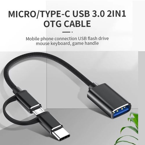 Acheter Câble adaptateur OTG d'interface Micro USB vers USB 3.0 de type C 2  en 1