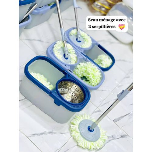 product_image_name-Generic-Balai à franges et seau avec essoreuse – Balai rotatif à 360° avec poignée réglable de 134,6 cm, serpillères en microfibre pour nettoyage du sol-1