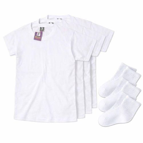 product_image_name-Generic-Pack de 3 TSHIRT + 3 Chaussettes - Blanc-1
