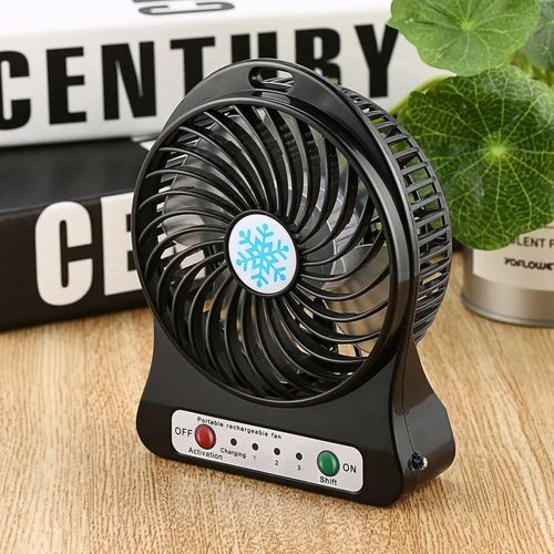 Mini ventilateur de bureau noir - 5V - D13cm - Rechargeable USB