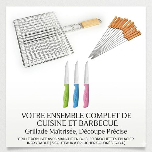 product_image_name-Generic-Set de Grillage et 10 piques brochettes pour barbecue grillade pour la tabaski+ 6 couteaux offert-3