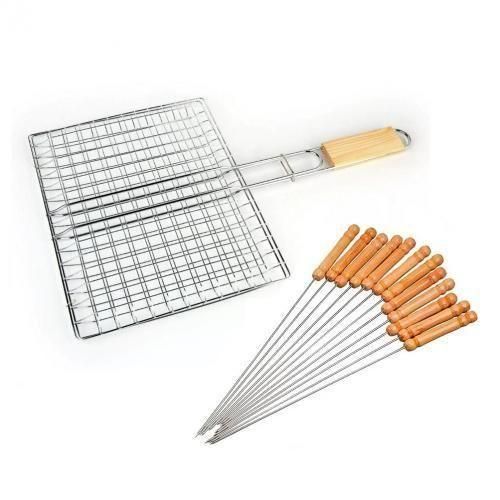 product_image_name-Generic-Set de Grillage et 10 piques brochettes pour barbecue grillade pour la tabaski+ 6 couteaux offert-4