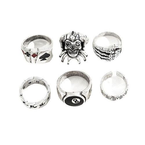 product_image_name-AIDAILU-Bague Pour Hommes Ensemble de bagues Heavy Metal Hip Hop pour hommes - Argent-7