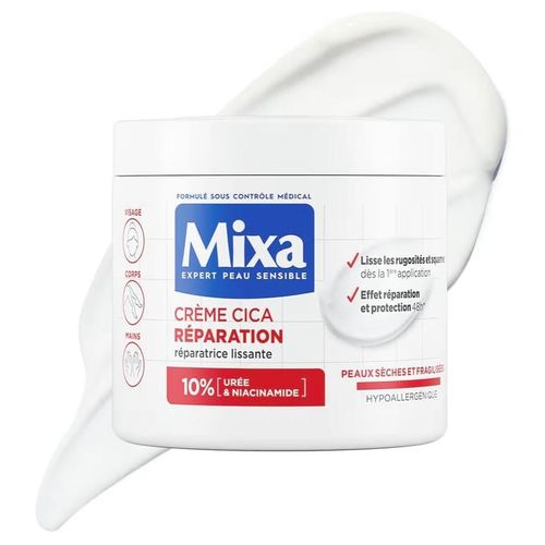product_image_name-Mixa-Crème CICA Réparation 400 ml – 10% Urée & Niacinamide – Peaux Sèches & Fragilisées – Hypoallergénique-1