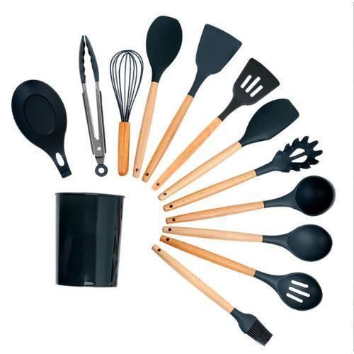 product_image_name-Generic-Batterie de cuisine antiadhésive en silicone 11 pièces - Noir-5