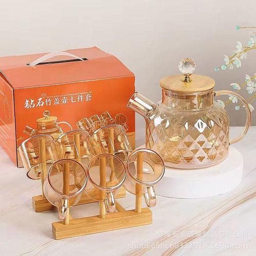 product_image_name-Generic-Ensemble 7 PCS 6 verres et carafe et support en bois- Transparent-1