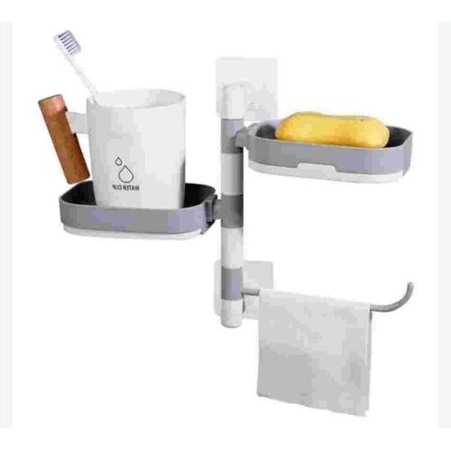 product_image_name-Generic-Organisateur de Salle de Bain Mural 3-en-1 – Pivotant & Sans Perçage-1