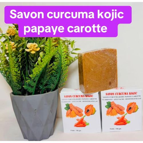 product_image_name-Generic-SAVON CURCUMA KOJIC PAPAYE ET CAROTTE 150 grs corps et visage anti tache clarifiant booster d'éclat-1