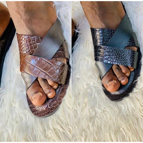 Generic Pack de sandale en cuir croco et lisse FABRICATION LOCALE