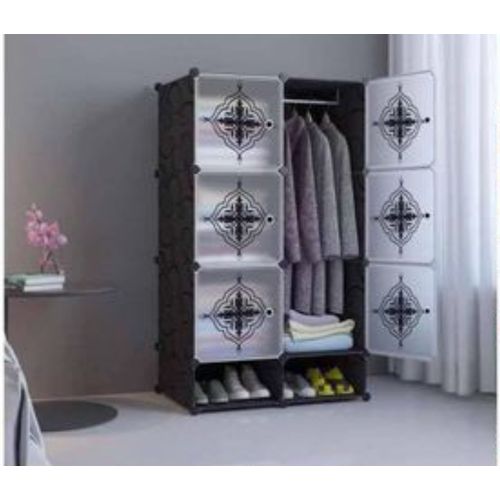 Generic ARMOIRE PENDERIE MOBILE DÉMONTABLE + HOUSSE - GRIS à prix pas cher