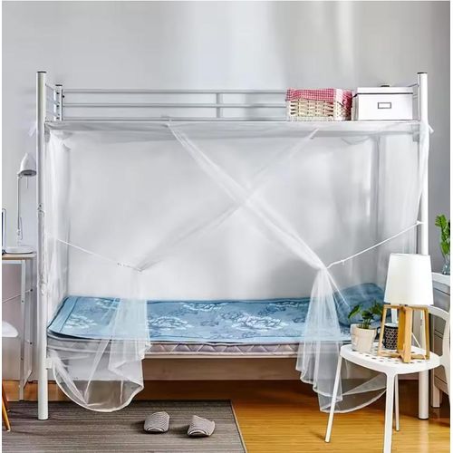 product_image_name-Generic-Grande Moustiquaire Carrée en Maille Fine pour Lit Simple avec Ouverture à une Porte et Attache Décorative pour Maison, Chambre, Camping, Voyage-2