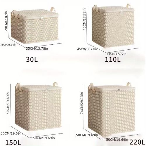 product_image_name-General-30L/110L/150L/220L Heavy Duty Clothing Storage Bags with Reinforced Handles, Extra Large Storage Bags for Clothes, Thickened Double Zipper for Space Saving Travel-2