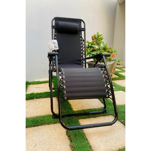 product_image_name-Generic-Chaise longue pliante de relaxation solide et confortable, Noir-2