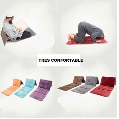 Tapis de Prière Pliable Confort avec Dossier (Support du dos et