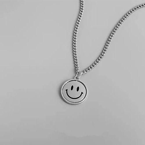 product_image_name-Dou-color-Collier en argent avec pendentif sourire tournant Hip Hop-1