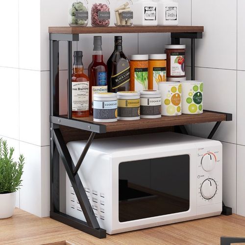 Generic Etagère de Rangement Micro-ondes Double Couche en Bois et Metal -  Prix pas cher