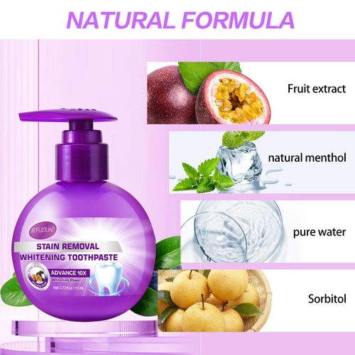 product_image_name-SEFUDUN-Dentifrice Blanchissant Intensif au Fruit de la Passion – Élimination des Taches (Café, Thé, Tabac) – Formule Naturelle au Sorbitol & Menthol – Haleine Fraîche & Protection de l'Émail – Flacon Pompe 110 ml-2