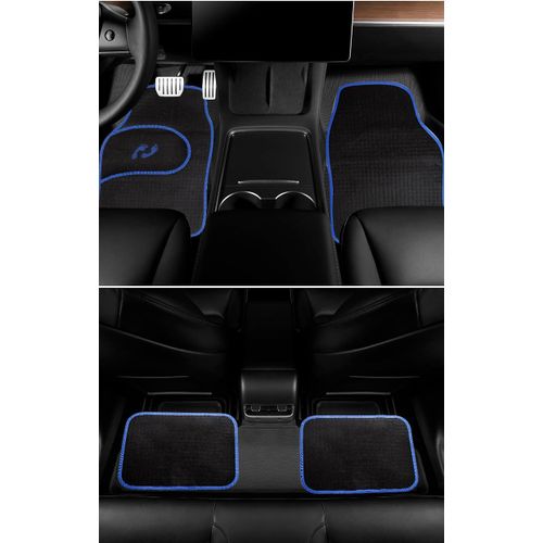 product_image_name-Generic-Ensemble de tapis de voiture en caoutchouc universels, imperméables et faciles à nettoyer, ensemble de 4 pièces - bordure bleu floquée-7