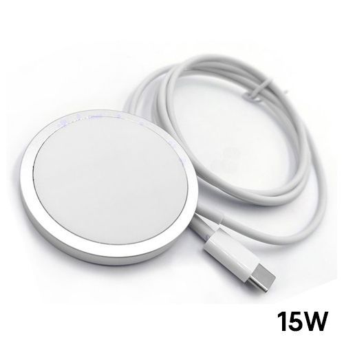 Generic Chargeur Magnétique Sans Fil avec Câble Original USB-C 15W - Blanc  - Prix pas cher