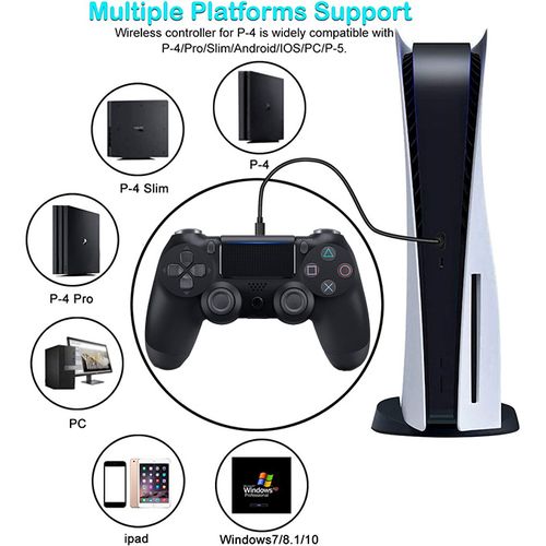 Manette PS4 Manette de Jeu Bluetooth sans Fil pour Playstation 4 avec câble  USB Compatible avec Windows PC