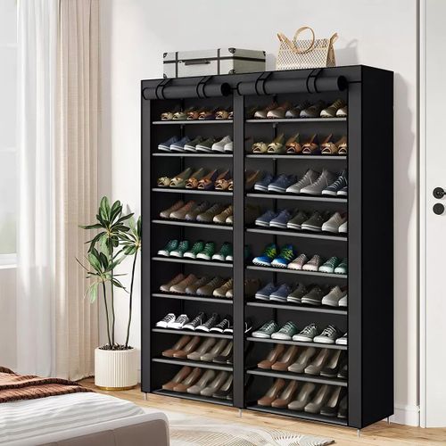 product_image_name-CYFAZA-Étagère à Chaussures - 9 Niveaux Pour 54 Paires - Cadre Métal Noir Gratuit permanent Shoe Racks-6