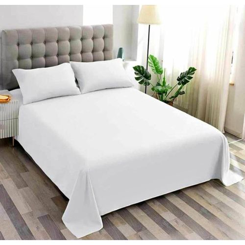 product_image_name-Generic-Drap double lit et 2 taies d'oreiller blanc en Coton doux-1