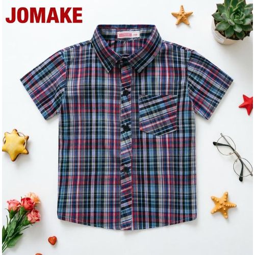 product_image_name-JOMAKE-Chemise pour garçons de 2 à 9 ans, motif rétro rouge, bleu et blanc, avec poches, coupe ample-1