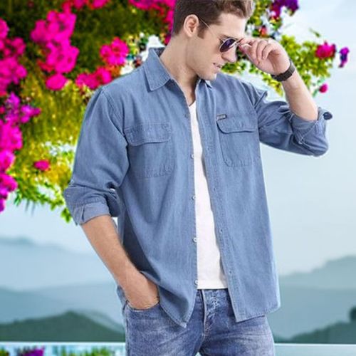 Chemise en new arrivals jeans pour homme