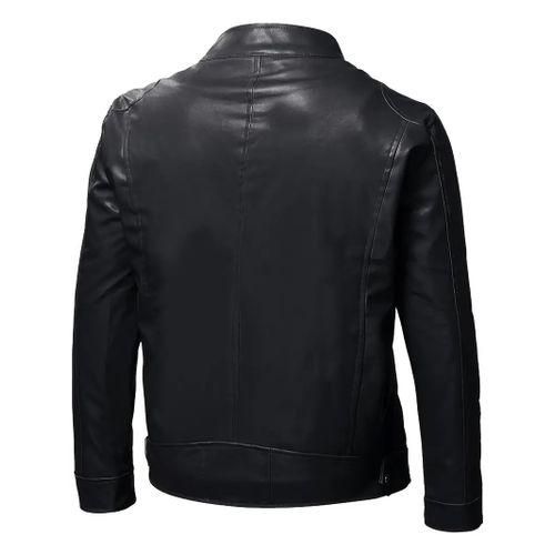 product_image_name-Fashion-Veste De Moto En De Couleur Unie Pour Hommes Avec Poches Et Col Montant-3