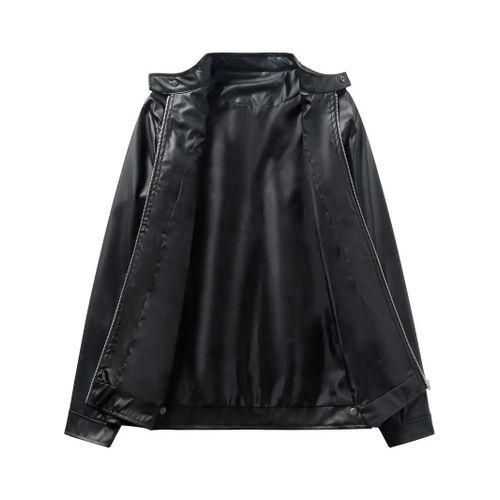 product_image_name-Fashion-Veste De Moto En De Couleur Unie Pour Hommes Avec Poches Et Col Montant-4