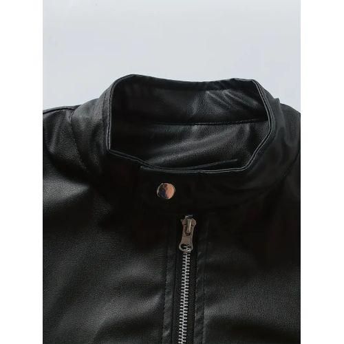 product_image_name-Fashion-Veste De Moto En De Couleur Unie Pour Hommes Avec Poches Et Col Montant-7