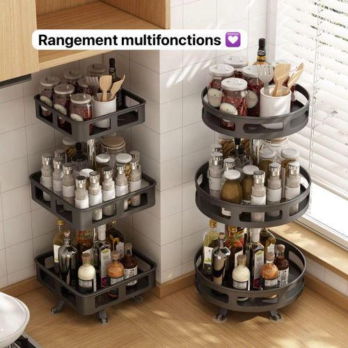 product_image_name-Generic-Supports À Épices Rotatifs pour Cuisine Coins De Comptoir pour Condiments, Bouteilles D'huile, De Sel, De Sauce Et De Vinaigre, Stockage Circulaire De Salle De Bain Multifonctionnel-1