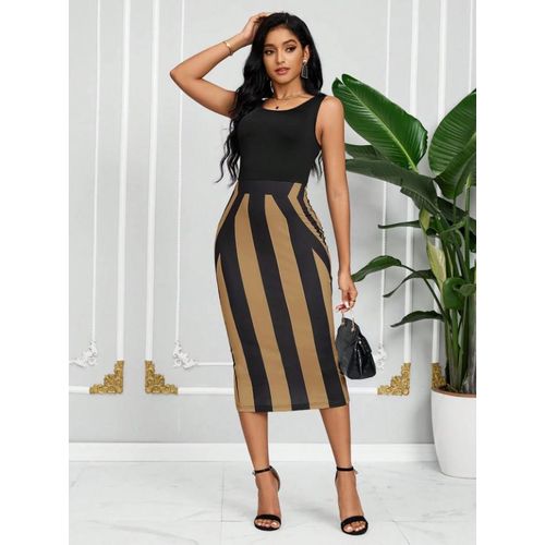 product_image_name-CALLIARA-Robe bodycon midi sans manches grande taille à rayures color block Lady, robe de bureau ajustée style européen et américain-6