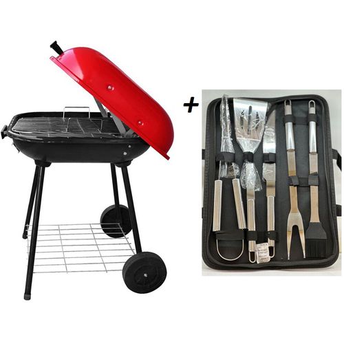 product_image_name-Generic-Barbecue à Charbon - Rouge+18pcs Ensemble D'outils De Cuisine En Plein Air Pour Barbecue-1