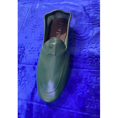 product_image_name-Generic-Mocassin fermé en cuir lisse -pour homme -couleur vert-1