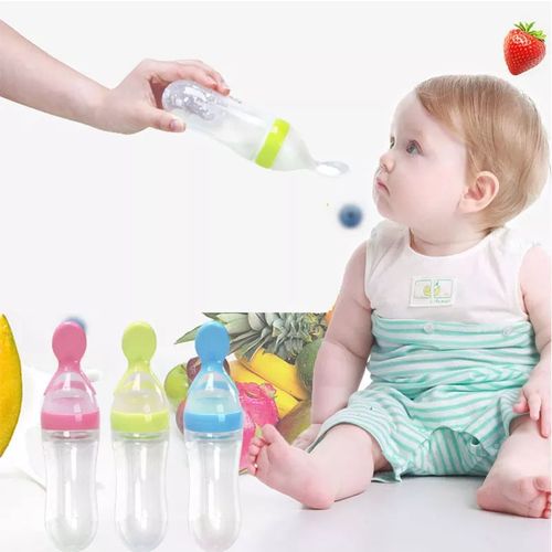 3 pièces cuillère en Silicone pour bébé-90 ml/3 oz, ensemble de distributeur  de nourriture à presser, biberon à presser pour la distribution et l' alimentation des aliments pour nourrissons, Mode en ligne