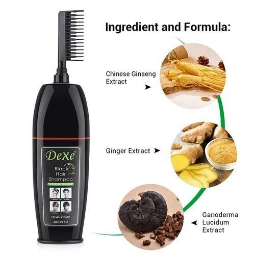 product_image_name-Generic-Dexe Comb Packing Shampoing pour cheveux noirs et peigne magique 200 ml pour hommes et femmes-4