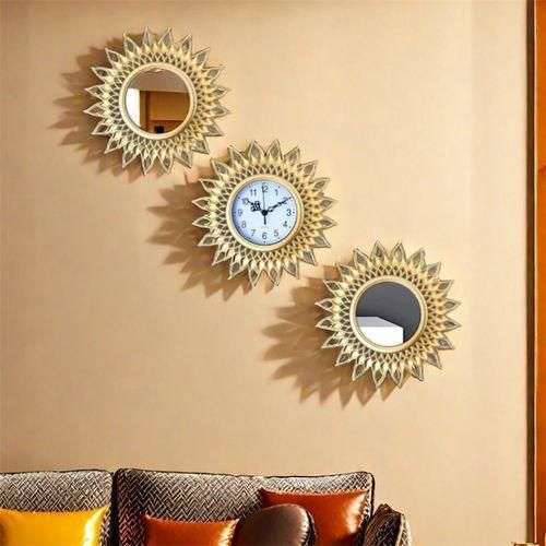 product_image_name-Generic-Horloge murale décorative vintage dorée haut de gamme, 3 pièces-4