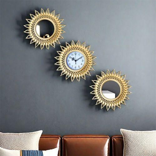 product_image_name-Generic-Horloge murale décorative vintage dorée haut de gamme, 3 pièces-5