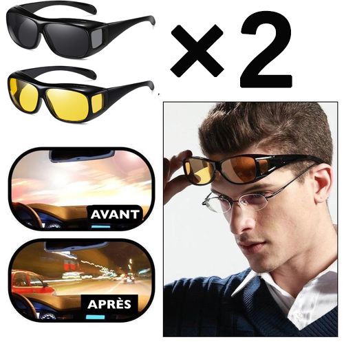 Generic 2 pieces Lunette De Vision De Nuit HD Anti Eblouissement Lunettes de soleil lunettes Prix pas cher Jumia SN