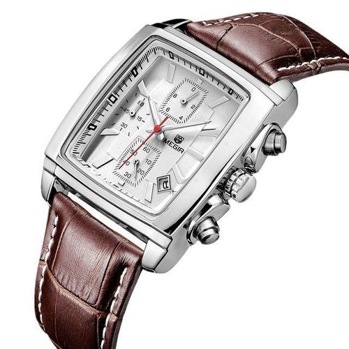 product_image_name-Megir-Montre Homme de Luxe Rectangulaire à Quartz Étanche, Montre-Bracelet en Cuir avec Chronographe et Date -1