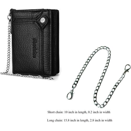 product_image_name-Fashion-Portefeuille à deux volets avec fermeture éclair et porte-monnaie, double chaîne anti-vol, cadeau pour hommes, noir.-3