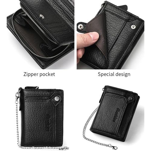 product_image_name-Fashion-Portefeuille à deux volets avec fermeture éclair et porte-monnaie, double chaîne anti-vol, cadeau pour hommes, noir.-4