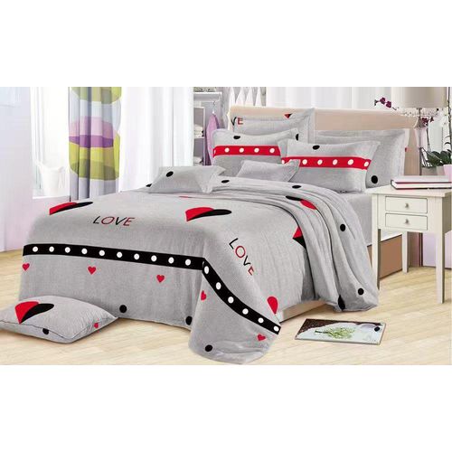 product_image_name-Generic-Drap double lit + 2 oreillers - 100% coton -couleur gris rouge-1