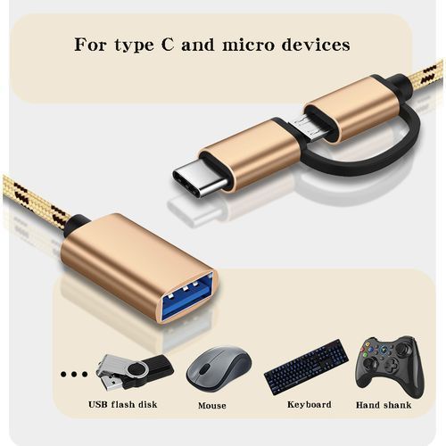 Rs Adaptateur OTG 2 en 1 micro USB type-c vers USB 3.0, câble