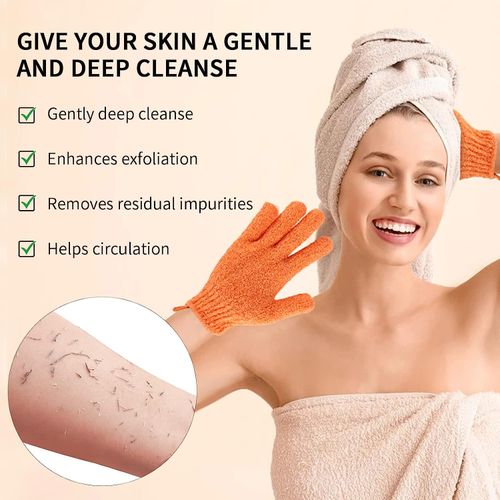 Sibba 1 paire de gants de bain pour douche en luffa naturel exfoliant pour  le corps et le visage, éliminant les peaux mortes, gants de douche double